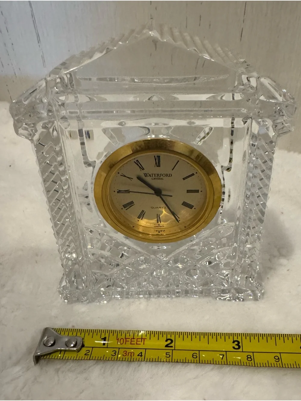 Waterford Crystal Small Clock with Gold Tone Dial New Battery Works Great